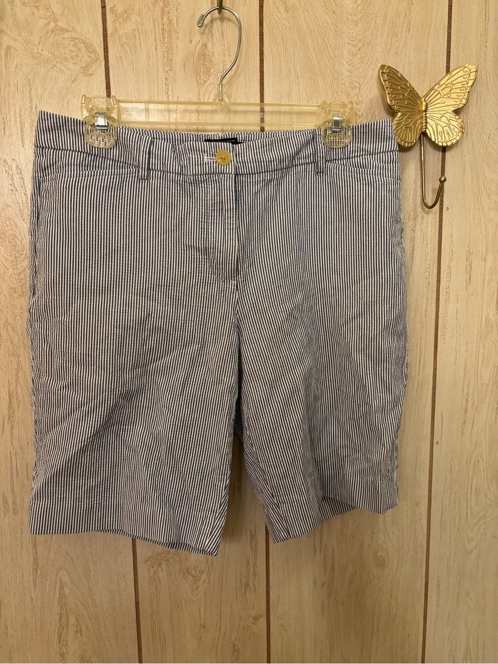 Talbots Navy and White Striped  Bermuda Shorts
